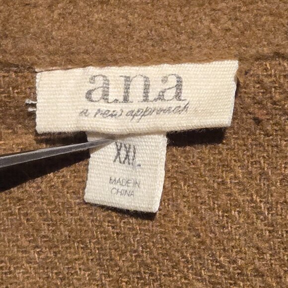 Vintage 90s a.n.a Brown Wool Blend Shacket Size XXL (fits like Men's M/L) - Picture 4 of 9